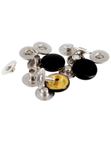 Schachtel mit 10 nahtlosen Druckknöpfen für mittlere Stoffe 14 mm Bohin - Schwarz