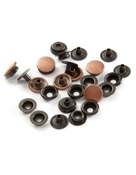 Schachtel mit 10 druckknöpfen ohne naht für mittlere stoffe 14 mm Bohin - Kupfer