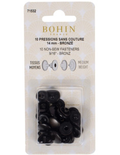 Packung mit 10 nahtlosen Druckknöpfen für mittlere Stoffe 14 mm Bohin - Bronze