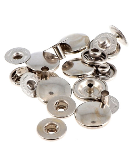 Packung mit 10 nahtlosen Druckknöpfen für mittlere Stoffe 14 mm Bohin - Silber