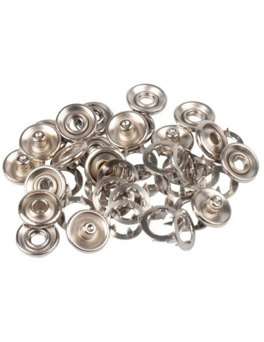 Schachtel mit 10 nahtlosen Jersey-Druckknöpfen mit Kappen 10 mm Bohin - Silber