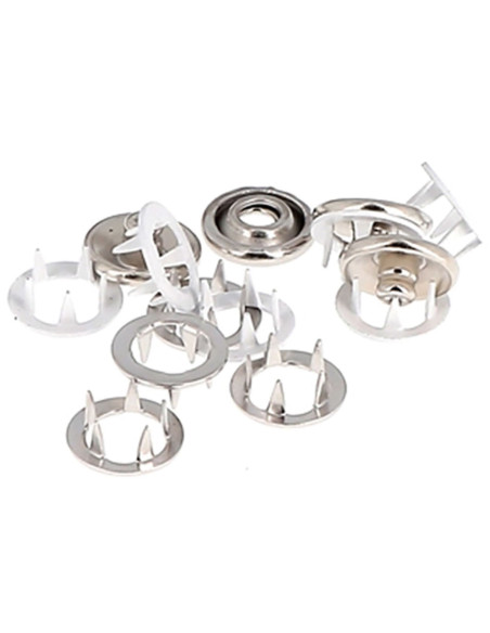 Schachtel mit 10 nahtlosen Jersey-Druckknöpfen mit Krallen, Kappe 10 mm Bohin - Weiß