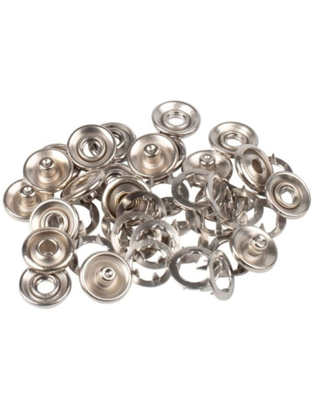 Schachtel mit 8 nahtlosen Jersey-Druckknöpfen mit Kappen 12 mm Bohin - Silber