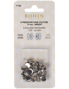 Packung mit 8 nahtlosen Jersey-Druckknöpfen 10 mm Bohin - Silber