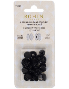 Packung mit 8 nahtlosen Jersey-Druckknöpfen 12 mm Bohin - Bronze
