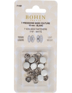 Schachtel mit 7 nahtlosen Druckknöpfen Jersey 10 mm Bohin - Weiß