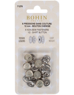 Packung mit 6 nahtlosen Druckknöpfen Jersey 12 mm Bohin - Perlmutt