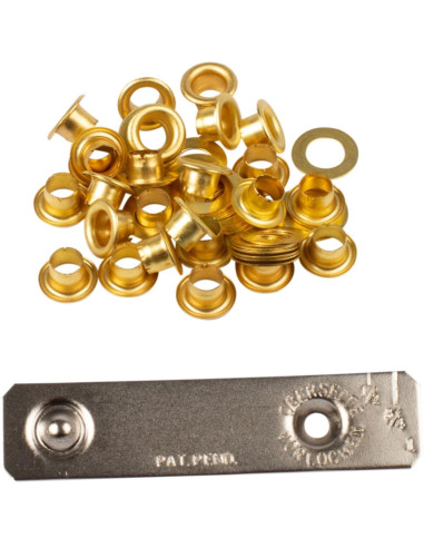 Box 25 Ösen 4 mm mit Unterlegscheiben und Setzwerkzeug Bohin - Gold