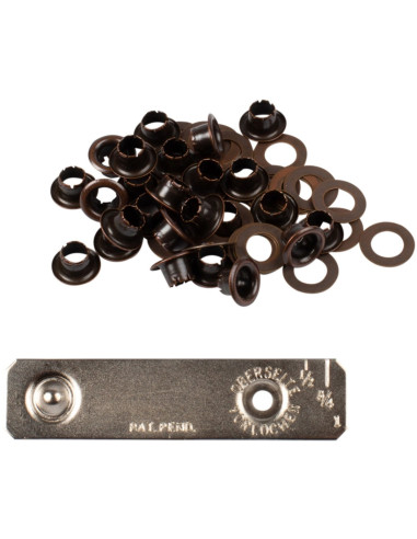 Box 25 Ösen 4 mm mit Unterlegscheiben und Setzwerkzeug Bohin - Bronze