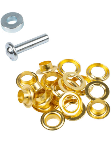 Schachtel mit 10 Ösen 11 mm mit Unterlegscheiben und Setzwerkzeug Bohin - Gold