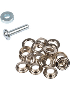 Box 10 Ösen 11 mm mit Unterlegscheiben und Setzwerkzeug Bohin - Silber 2