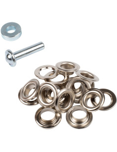 Box 10 Ösen 14 mm mit Unterlegscheiben und Setzwerkzeug Bohin - Silber 2