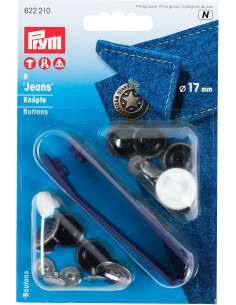 Schachtel mit 8 Jeansknöpfen 17mm