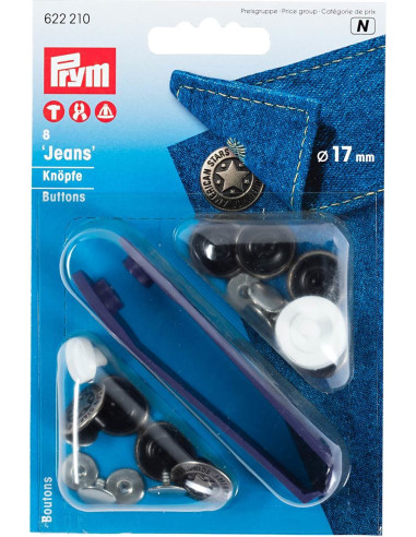 Schachtel mit 8 Jeansknöpfen 17mm