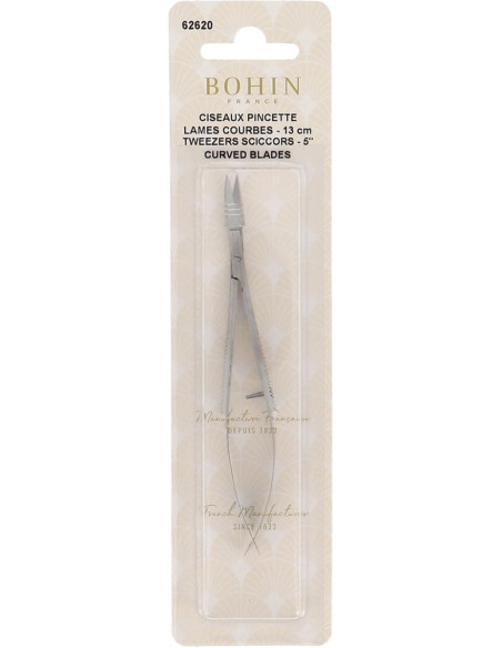 Stickschere Pinzette gebogene Klingen 13 cm Bohin