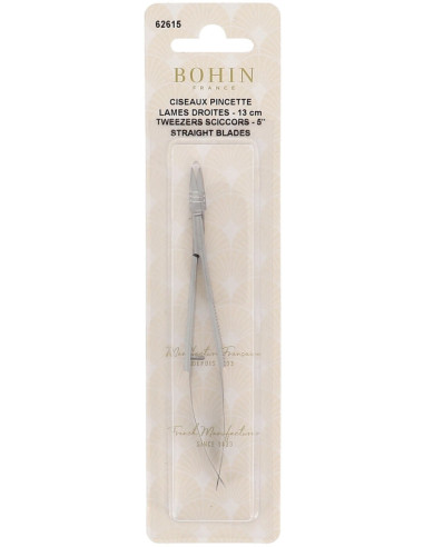 Stickschere Pinzette gerade Klingen 13 cm Bohin