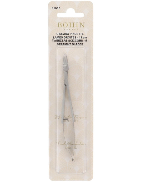 Stickschere Pinzette gerade Klingen 13 cm Bohin