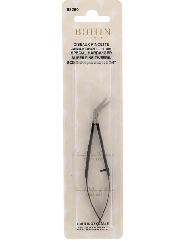 Ultradünne Stickschere mit rechtwinkliger Pinzette 11 cm Bohin