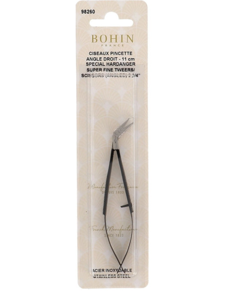Ultradünne Stickschere mit rechtwinkliger Pinzette 11 cm Bohin
