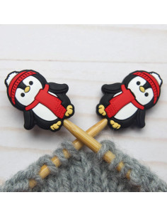 Maschenstopper für Stricknadeln - Winterpinguin