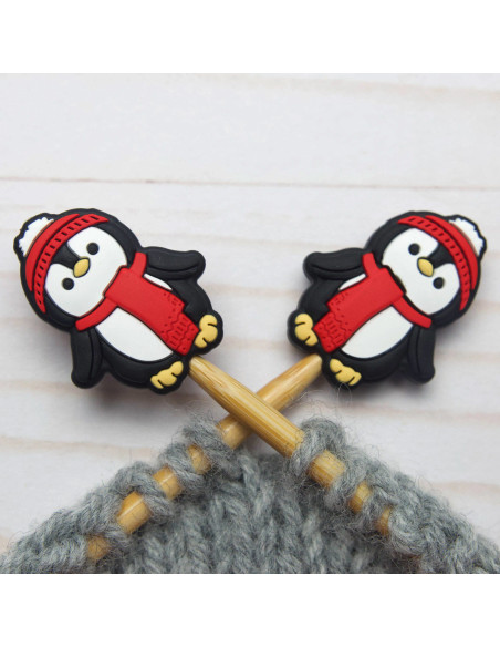 Maschenstopper für Stricknadeln - Winterpinguin