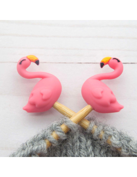 Maschenstopper für Stricknadeln - Kleiner rosa Flamingo