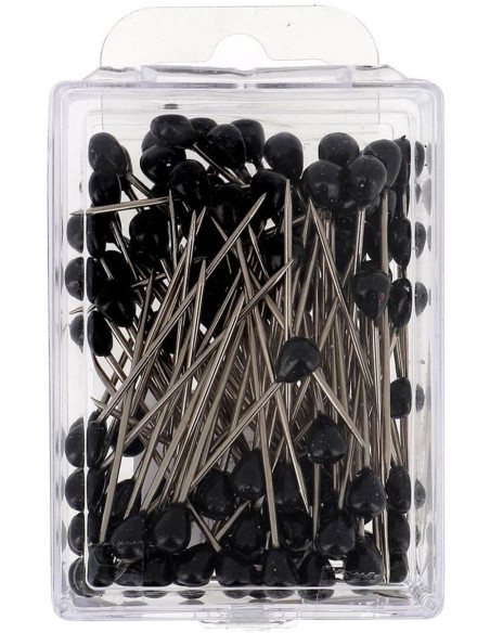 Schachtel mit 100 runden schwarzen Polsternägeln Bohin