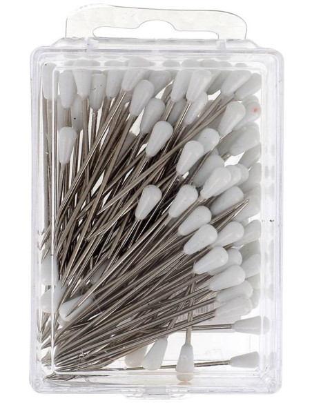 Schachtel mit 100 weißen Birnen-förmigen Polsternägeln von Bohin.