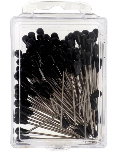 Schachtel mit 100 Polsternägeln in Birnenform, schwarz, Bohin.