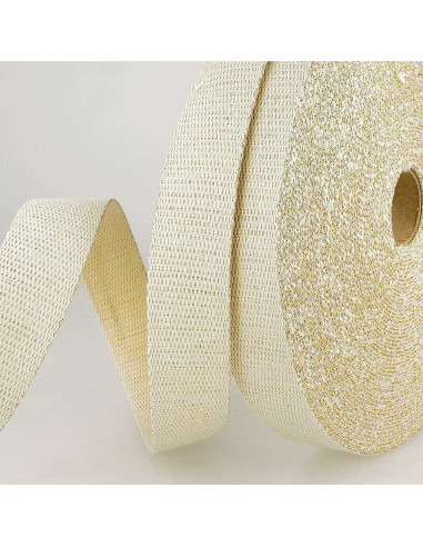 Lurex-Taschengurt - Ecru und Gold