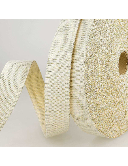 Lurex-Taschengurt - Ecru und Gold