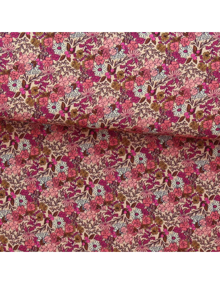 Fantasie-Viskosestoff - Souzza Rosa und Pfirsich