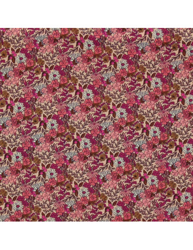 Fantasie-Viskosestoff - Souzza Rosa und Pfirsich