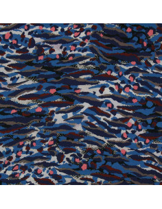 Fantasie Viskosestoff - Bengalblau und Koralle 2