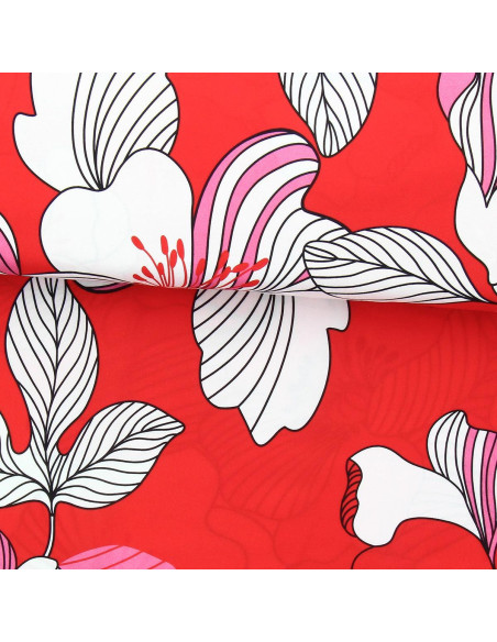 Fantasie-Viskosestoff - Nellie Rot und Rosa