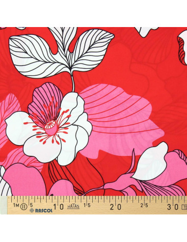 Fantasie-Viskosestoff - Nellie Rot und Rosa