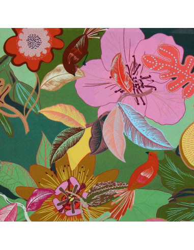 Fantasie-Viskosestoff - Xodius grün und rosa