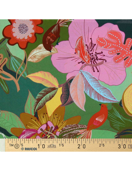 Fantasie-Viskosestoff - Xodius grün und rosa