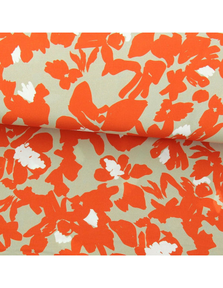 Fantasie-Viskosestoff - Boti beige und orange