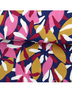 Fantasie-Viskosestoff - Patoche Blau und Rosa