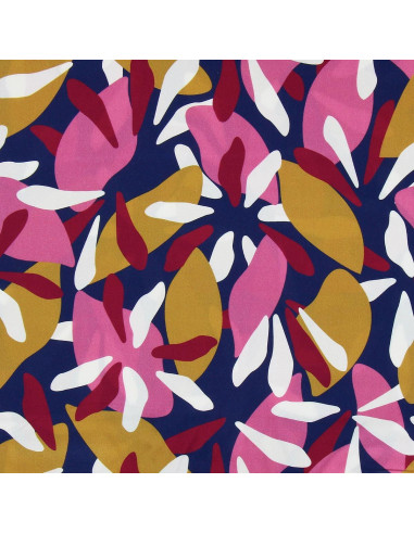 Fantasie-Viskosestoff - Patoche Blau und Rosa