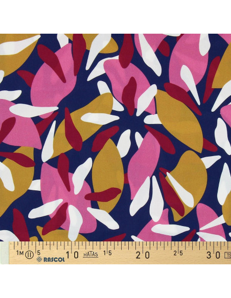 Fantasie-Viskosestoff - Patoche Blau und Rosa