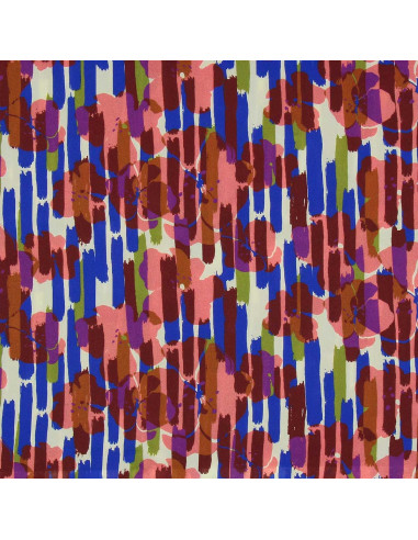 Fantasie-Viskosestoff - Noham Blau und Rosa