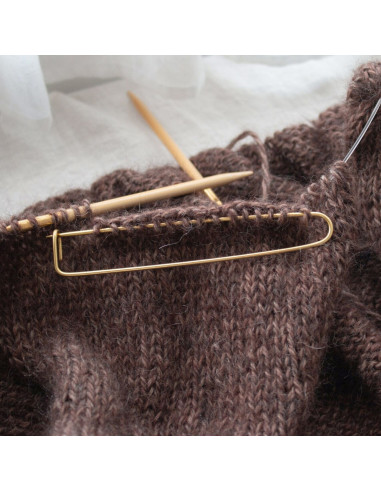 Set aus 2 goldfarbenen Maschenstoppern für Stricken 13 cm