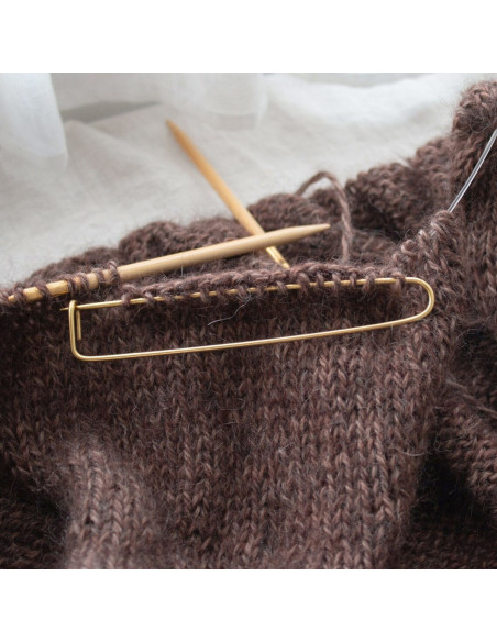 Set aus 2 goldfarbenen Maschenstoppern für Stricken 13 cm