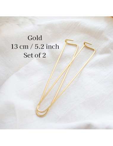 Set aus 2 goldfarbenen Maschenstoppern für Stricken 13 cm