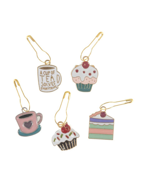 Set mit 5 Maschenmarkierern - Tea Time