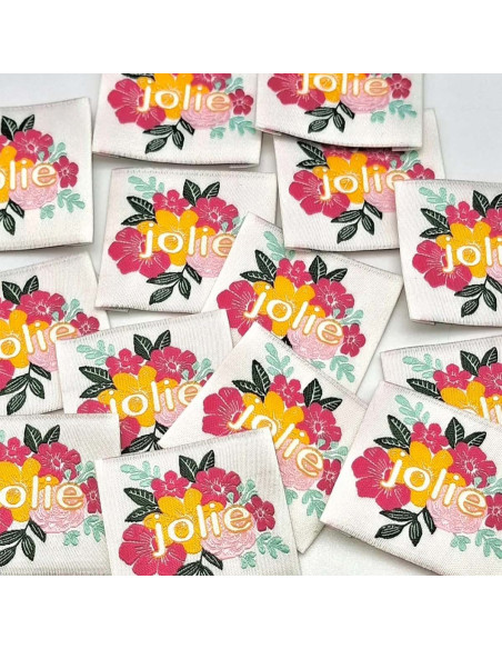 Satz von 5 gewebten Aufnähern zum Nähen Jolie