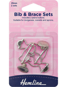 Set mit 2 Schnallen für Latzhose 25 mm mit Jeansknöpfen - Silber 2