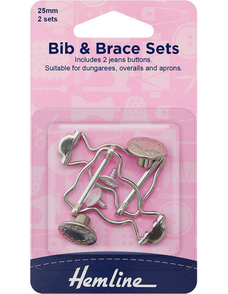 Set mit 2 Schnallen für Latzhose 25 mm mit Jeansknöpfen - Silber